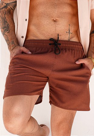 Shorts Linho Marrom