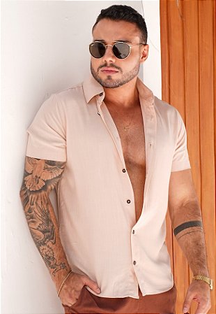 Camisa Viscolinho Bege