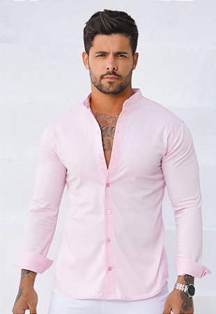 Camisa Gola Padre Acetinada Rosa Bebê