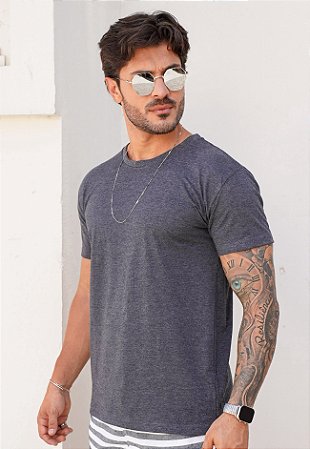 Camiseta Básica Algodão Cinza Grafite