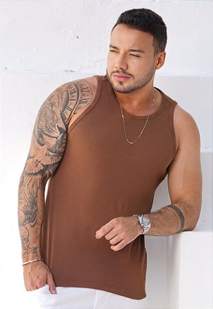 Regata Gringa Algodão Marrom