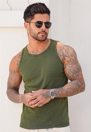 Regata Gringa Algodão Verde Musgo