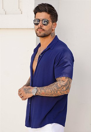 Camisa Viscose Azul Marinho