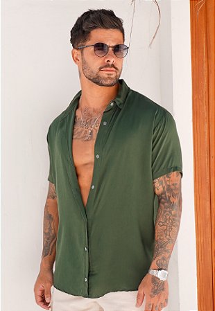 Camisa Viscose Verde Militar