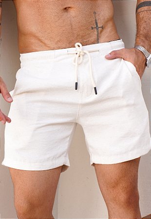 Shorts Alfaiataria Linho Off White