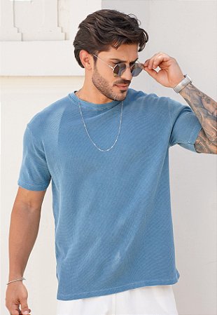Camiseta Texturizada Azul Jeans