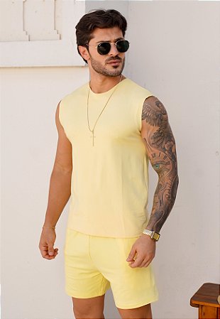 Conjunto Machão Amarelo Manteiga