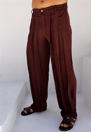 Calça Duna Em Camadas Marrom Café