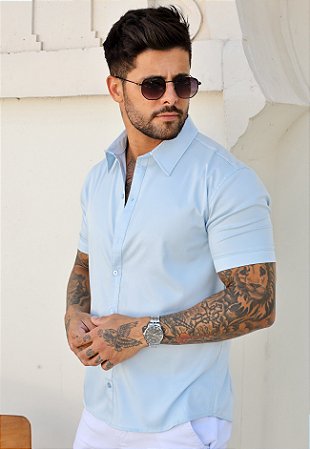 Camisa Social Azul Bebê