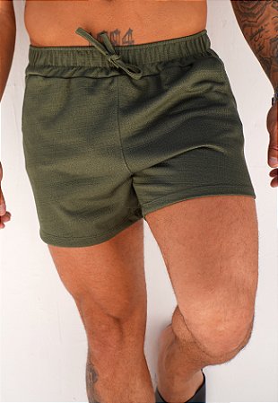 Shorts Linho Jacquard Verde Militar