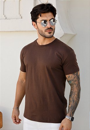 Camiseta Básica Algodão Marrom Café
