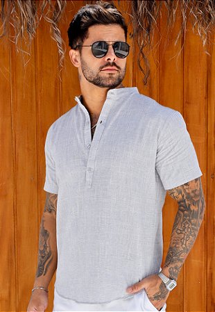 Bata Linho Cinza Mescla