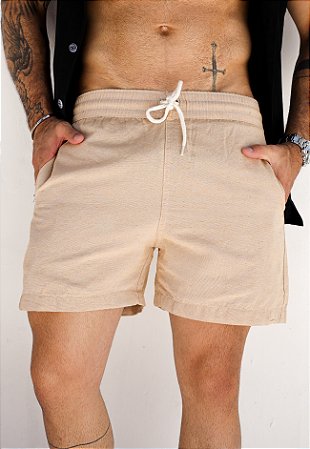 Shorts Alfaiataria Linho Creme