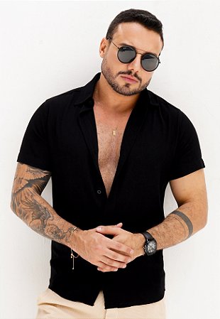 Camisa Viscolinho Preta
