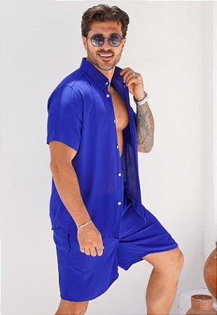 Conjunto Viscolinho Azul Royal