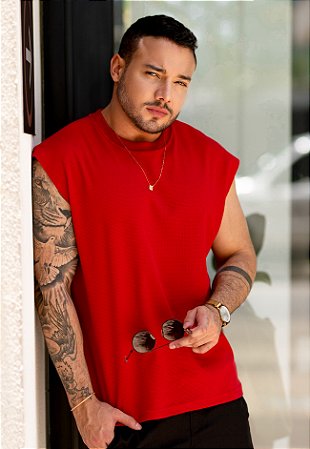 Regata Machão Texturizada Vermelha