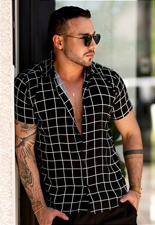 Camisa Viscolinho Quadriculada