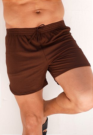Shorts Canelado Marrom Café