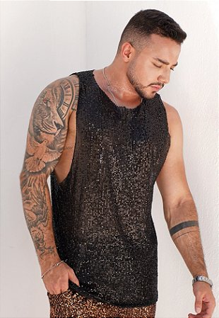 Regata Paetê Preta (SOB ENCOMENDA - LEIA A DESCRIÇÃO)