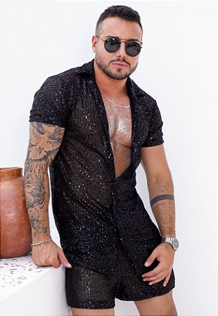 Conjunto Paetê Preto (SOB ENCOMENDA - LEIA A DESCRIÇÃO)