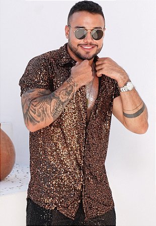 Camisa Paetê Cobre (SOB ENCOMENDA - LEIA A DESCRIÇÃO)