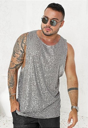 Regata Paetê Prata (SOB ENCOMENDA - LEIA A DESCRIÇÃO)