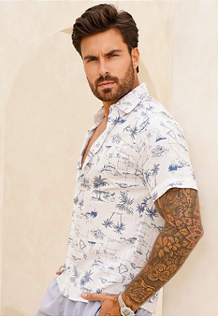Camisa Viscolinho Estampada