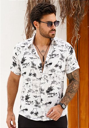 Camisa Viscolinho Estampada