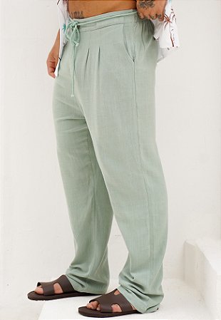 Calça Linho Verde Água
