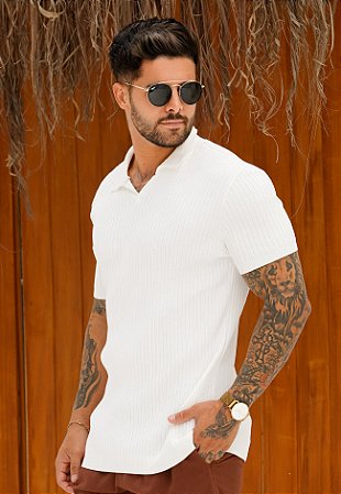 Camiseta Polo Tricot Branca