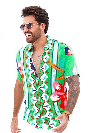 Camisa Viscolinho Estampada