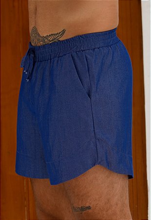 Mini Shorts Tencel Azul Jeans Escuro