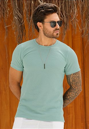 Camiseta Texturizada Verde Água