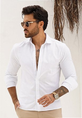 Camisa Linho Manga Longa Branca