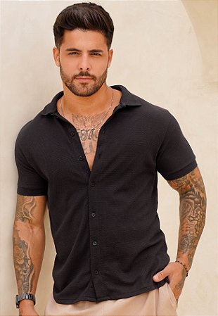 Camisa Texturizada Preta