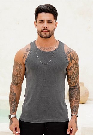 Regata Gringa Algodão Cinza Grafite