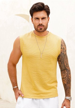 Regata Machão Texturizada Amarela