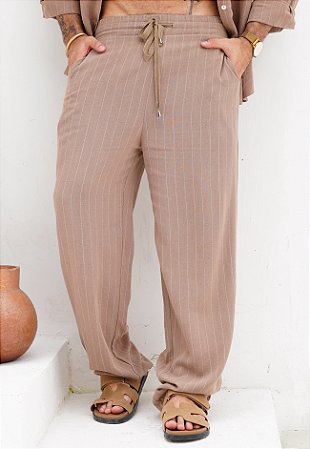 Calça Pantalona Linho Marrom