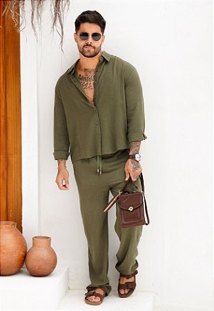 Conjunto Linho Verde Militar