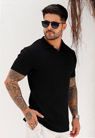 Camiseta Polo Tricot Preta