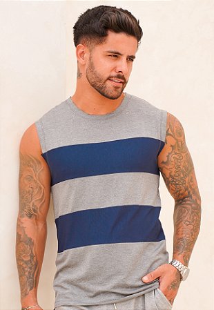 Regata Machão Bicolor Cinza