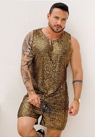 Conjunto Paetê Dourado Ouro