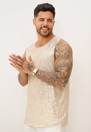 Regata Paetê Dourado Champagne