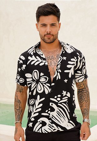 Camisa Viscolinho Estampada