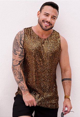 Regata Paetê Dourada Ouro