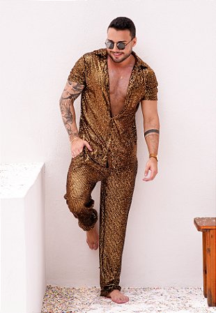 Conjunto Paetê Dourado Ouro