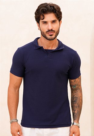 Camiseta Texturizada Polo Azul Marinho