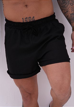 Shorts Barra Italiana Linho Preto