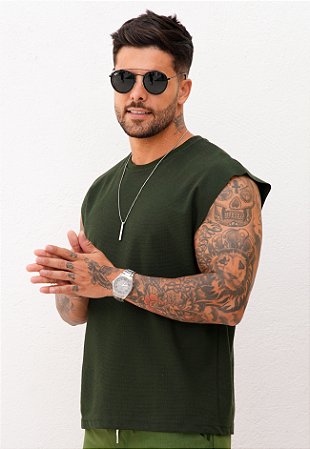 Regata Machão Texturizada Verde Militar