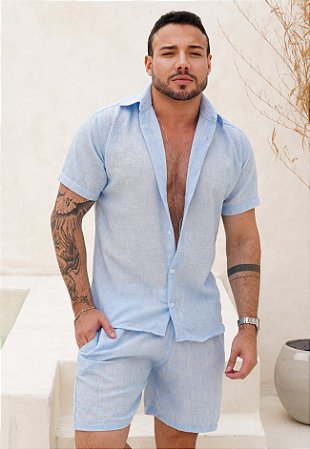 Conjunto Linho Azul Bebê